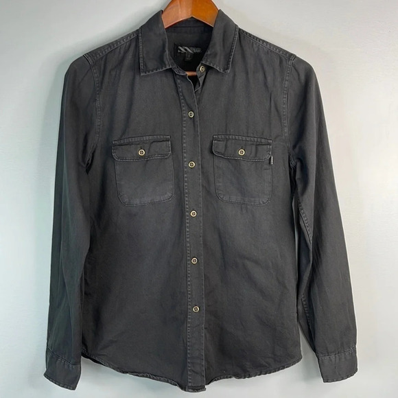 VANS Cotton Twill Utility Shirt Black Fade Long Sleeve Button Down Baddie Size S - Picture 12 of 12
